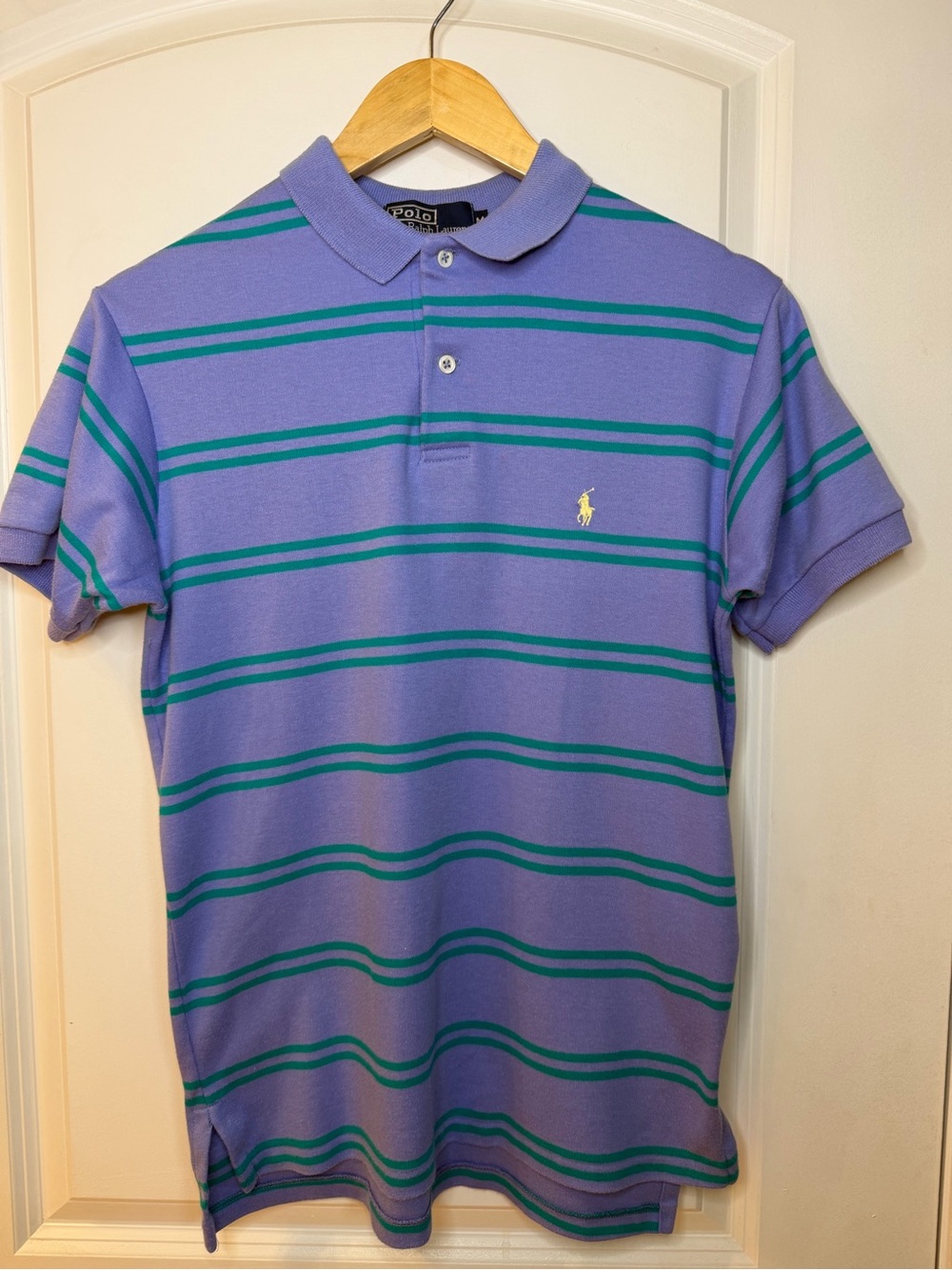 Vintage Polo by Ralph Lauren Lavender & Green Striped Polo Shirt, size M